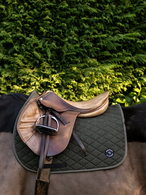 Green Herringbone Classic Saddle Pad