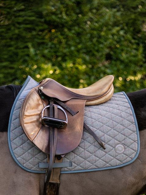 Grey Check Classic Saddle Pad