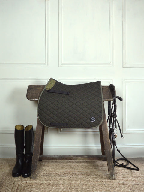 Green Herringbone Classic Saddle Pad