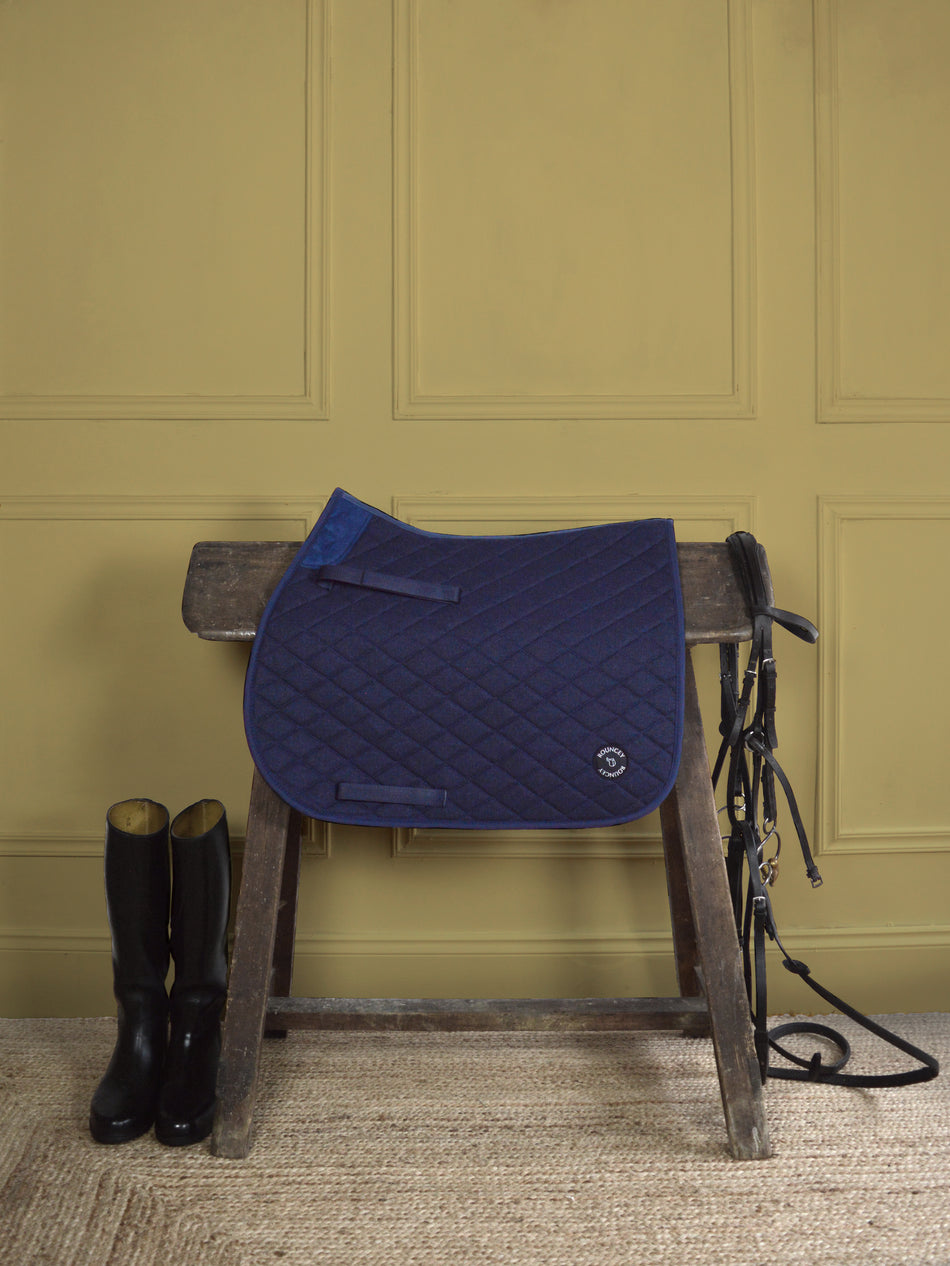 Navy Herringbone Classic Saddle Pad